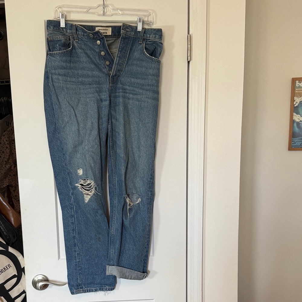 Reformation Distressed Blue Jeans